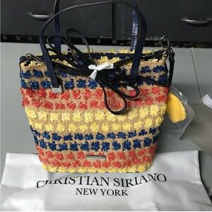 Christian Siriano Sabrina Raffia Fringe Tote Shoulder Hand Bag NWT Resort Summer